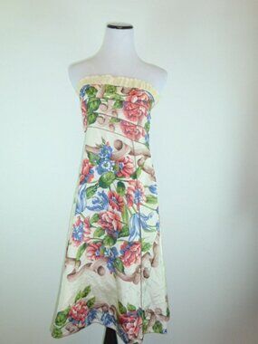 RUTH ANTHROPOLOGIE SILK FLORAL STRAPLESS DRESS 10